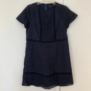NWT Ann Taylor Navy Baby Doll sz 2 dress embroidered 100% cotton & 100% cotton l